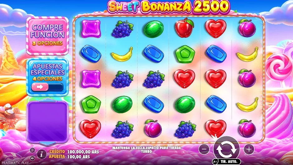 Pantalla principal de Sweet Bonanza 2500