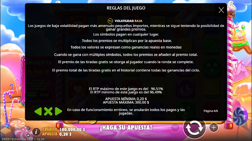 Reglas con el RTP y la volatilidad
