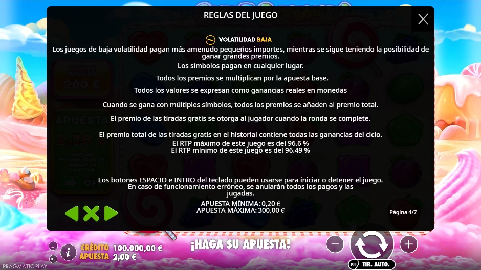 Reglas con el RTP y la volatilidad