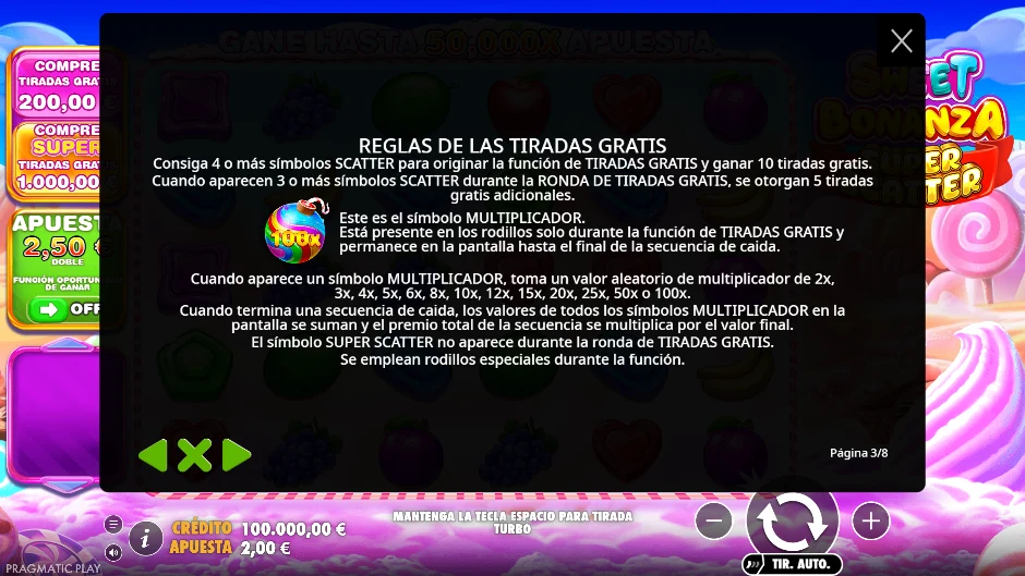 Reglas de las tiradas gratis