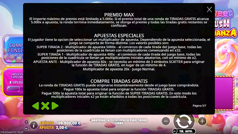 Premio máximo, apuestas especiales y compras