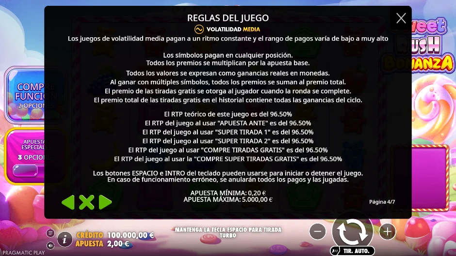 Reglas con el RTP y la volatilidad